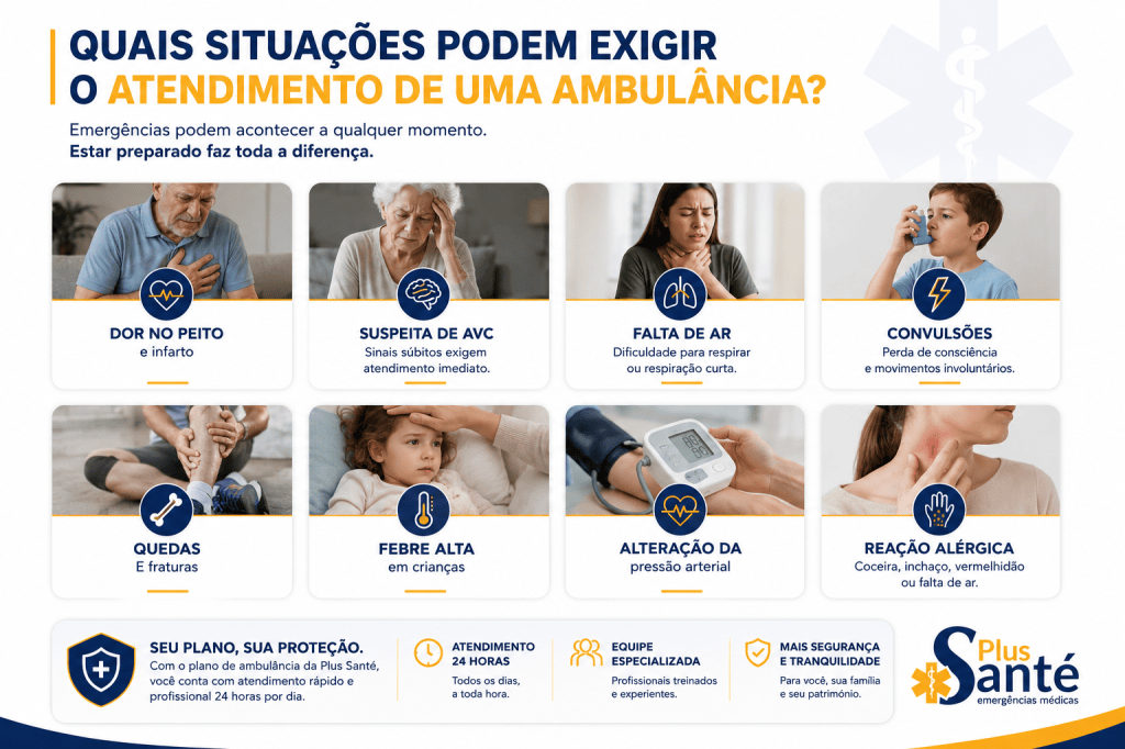 quais situações podem exigir atendimento de uma ambulância